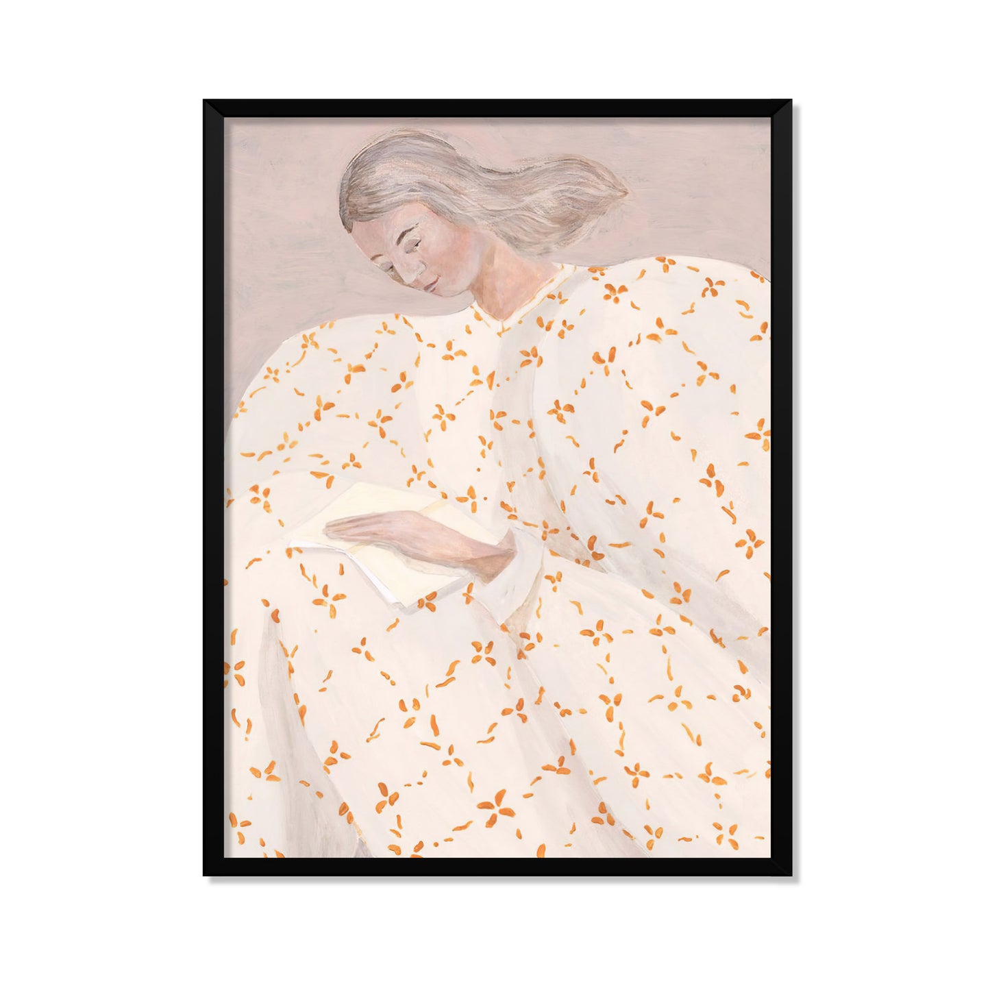 RETRATO FEMENINO EN BLANCO Y NARANJA