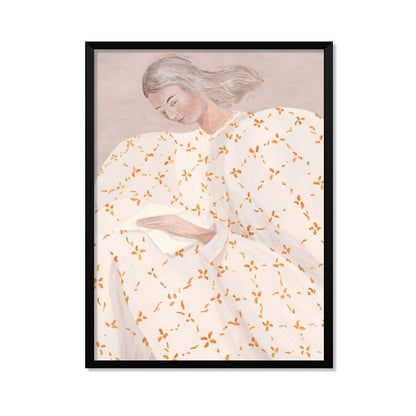 RETRATO FEMENINO EN BLANCO Y NARANJA