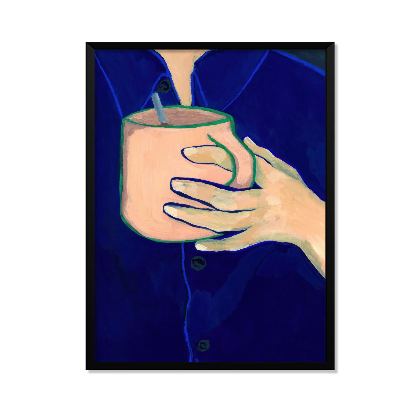 TAZA CON BORDE VERDE