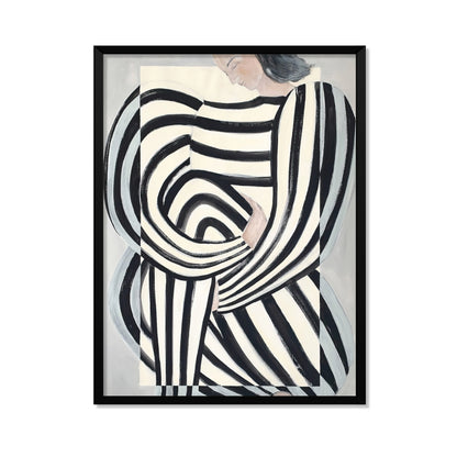 MUJER EN ROPA BLANCO Y NEGRO