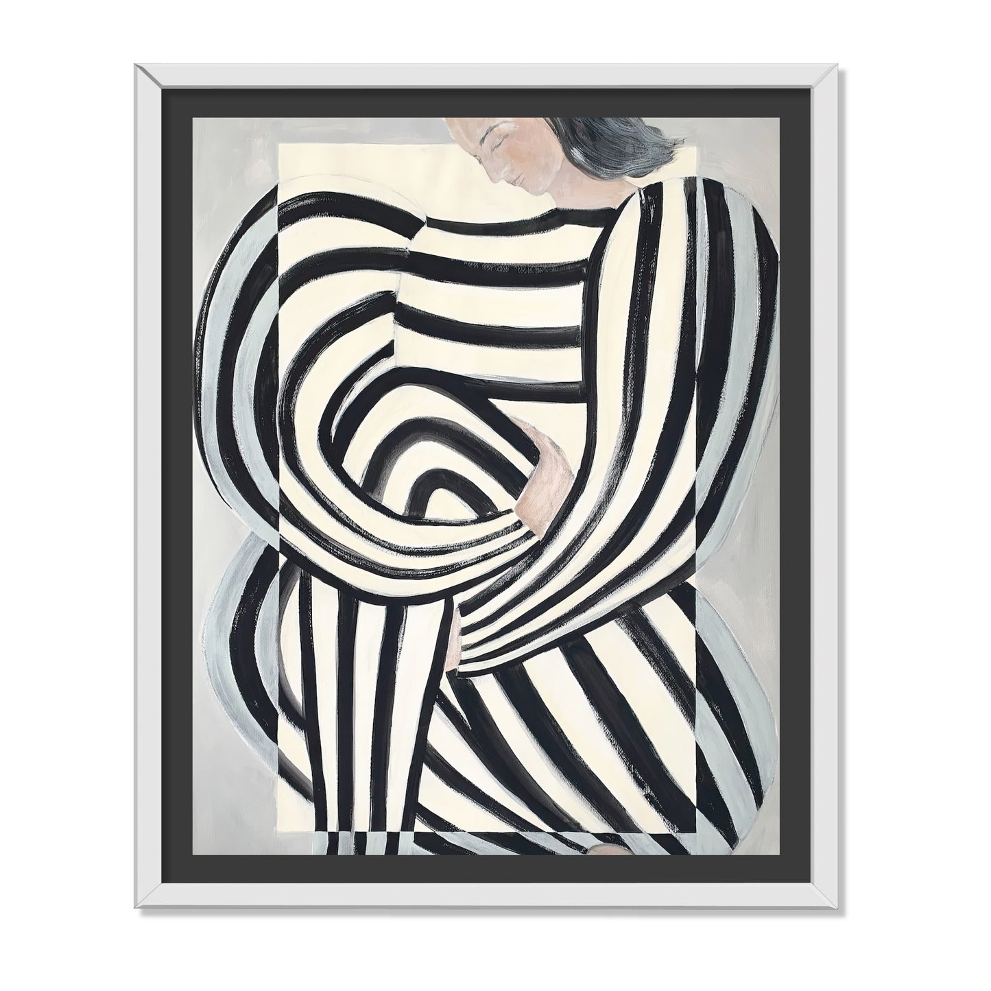 MUJER EN ROPA BLANCO Y NEGRO
