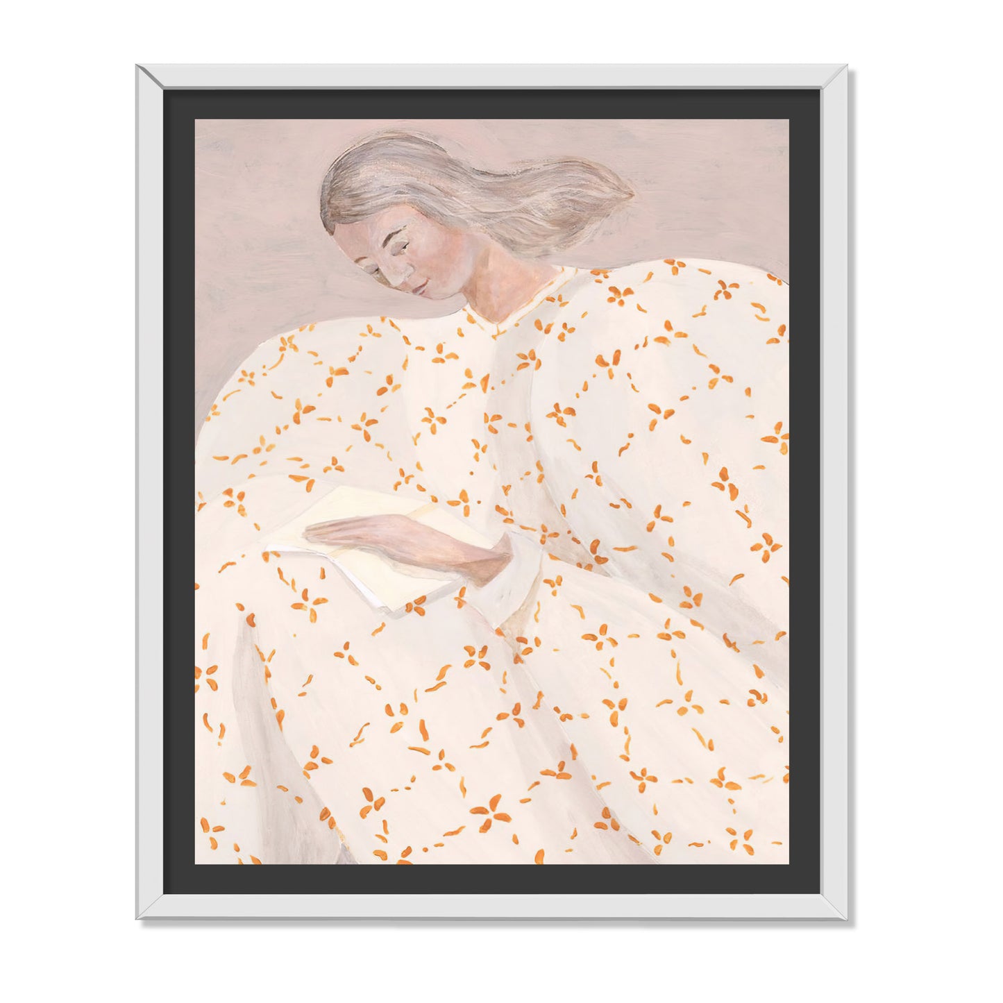 RETRATO FEMENINO EN BLANCO Y NARANJA