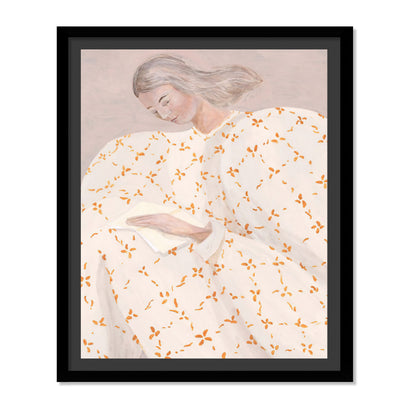 RETRATO FEMENINO EN BLANCO Y NARANJA