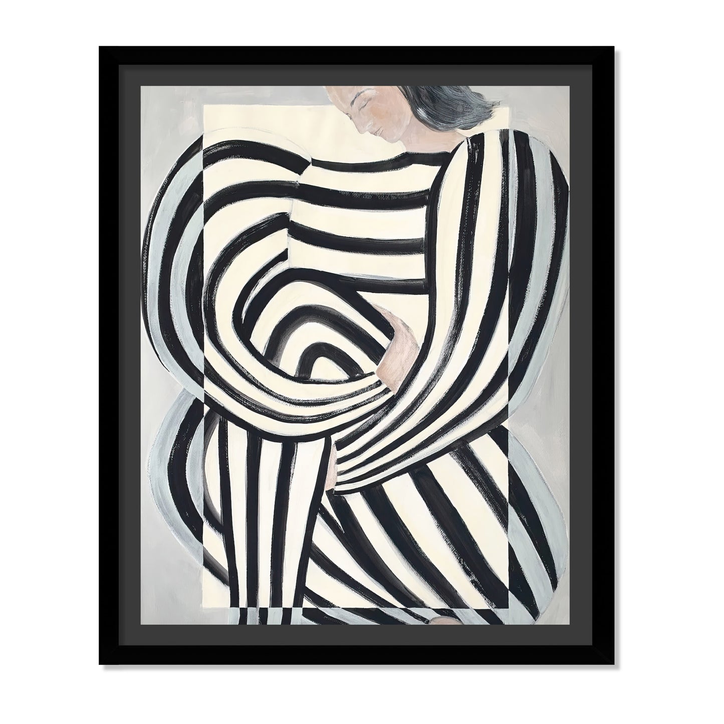 MUJER EN ROPA BLANCO Y NEGRO