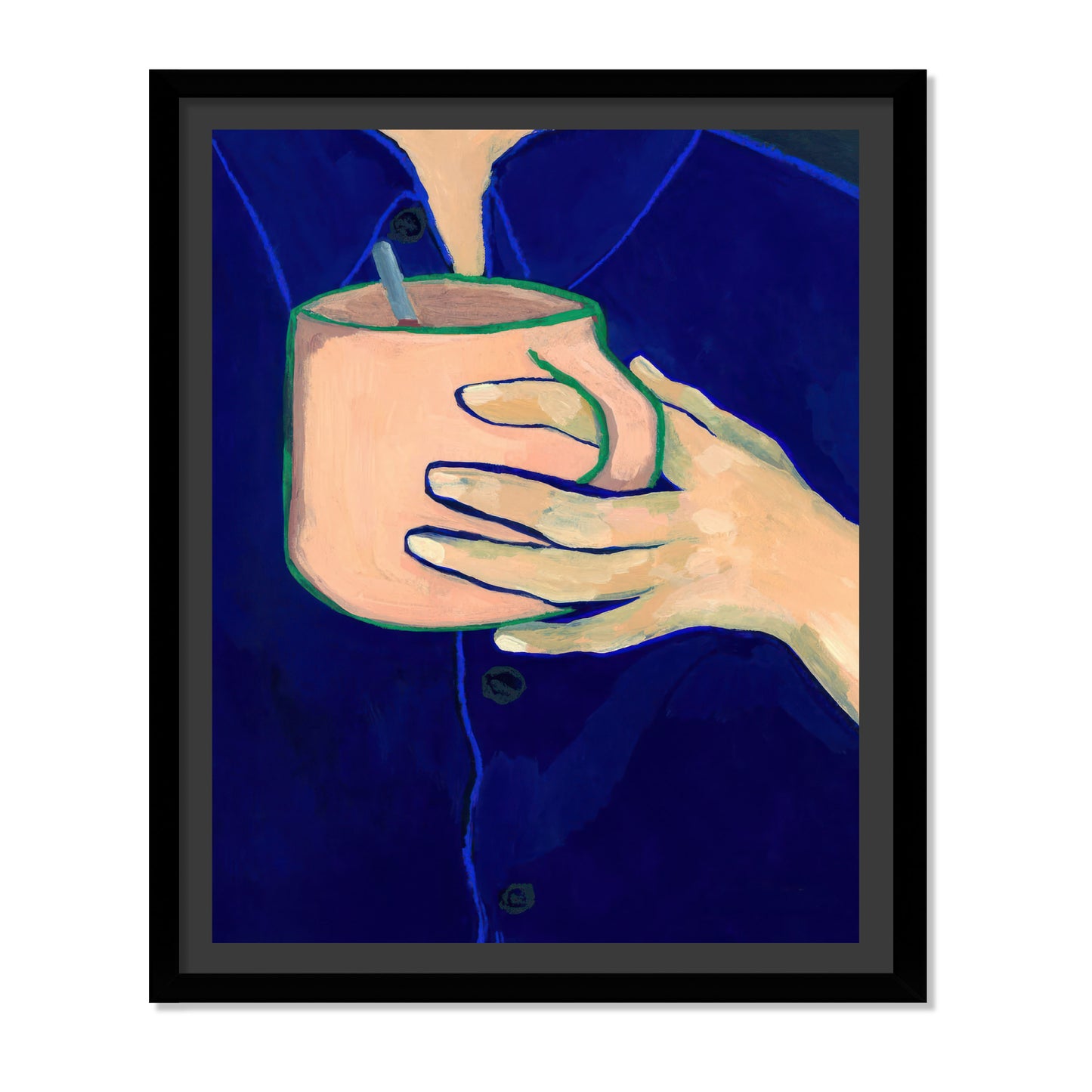 TAZA CON BORDE VERDE