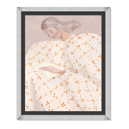 RETRATO FEMENINO EN BLANCO Y NARANJA