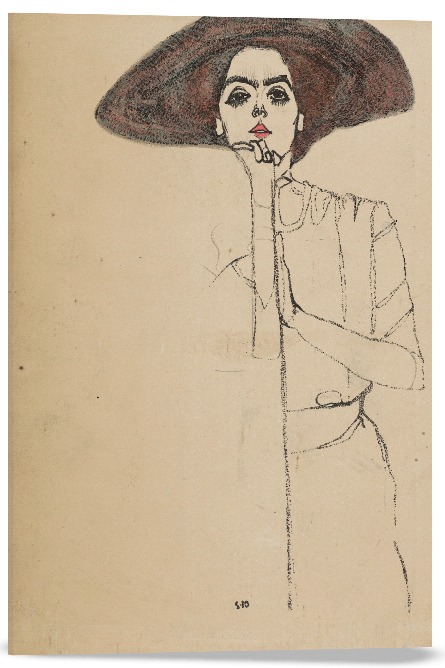 RETRATO DE UNA MUJER CON SOMBRERO NEGRO