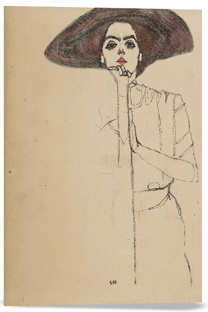 RETRATO DE UNA MUJER CON SOMBRERO NEGRO
