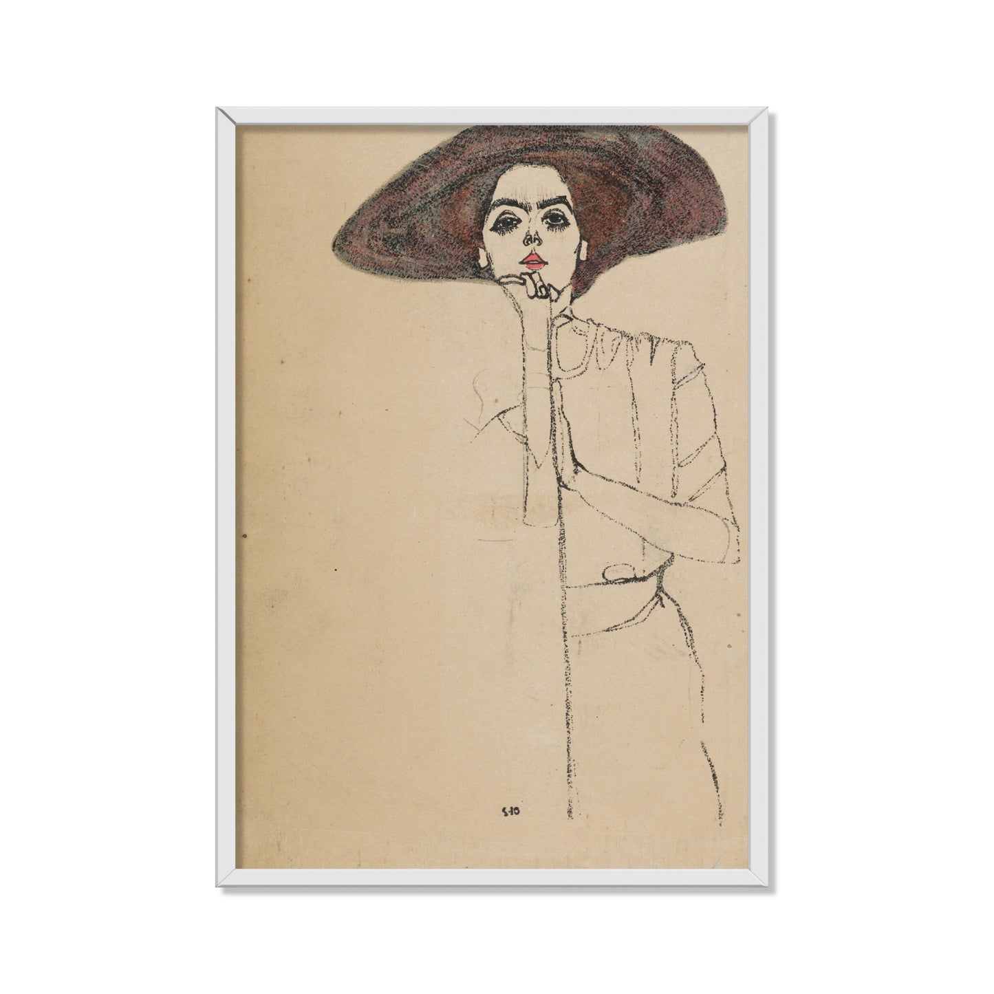 RETRATO DE UNA MUJER CON SOMBRERO NEGRO