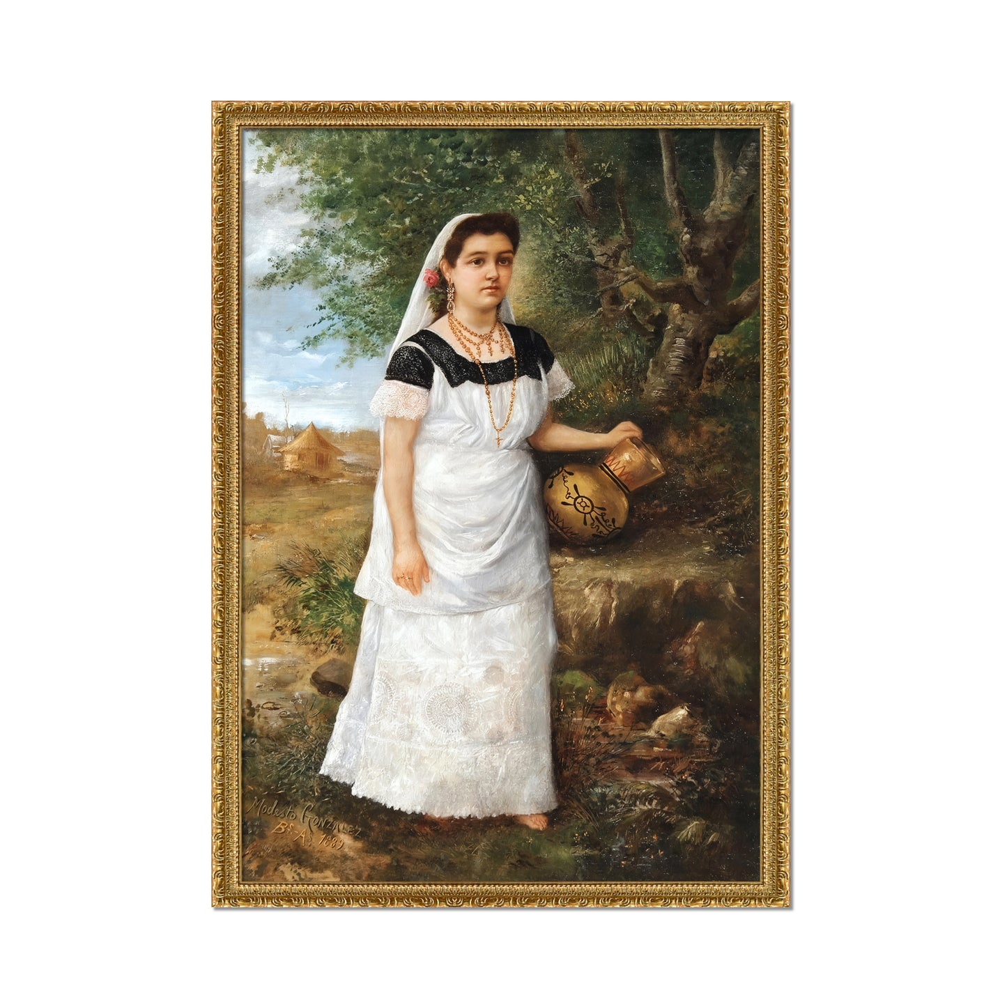 MUJER PARAGUAYA CON CANTARO