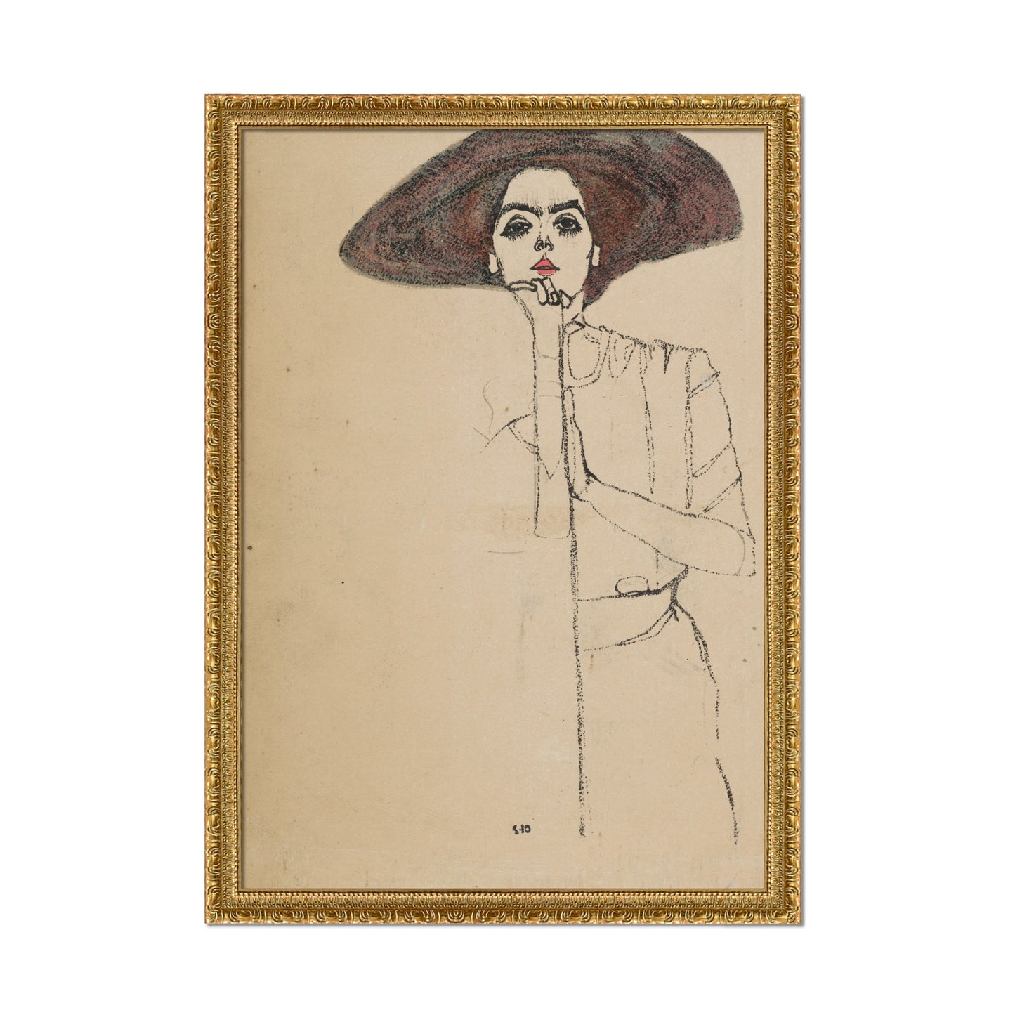 RETRATO DE UNA MUJER CON SOMBRERO NEGRO