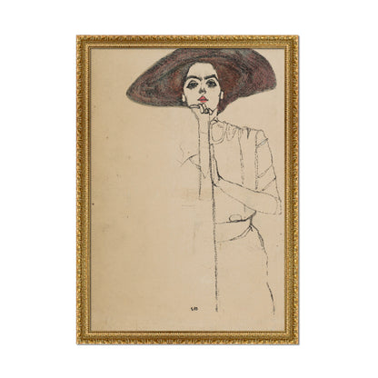 RETRATO DE UNA MUJER CON SOMBRERO NEGRO