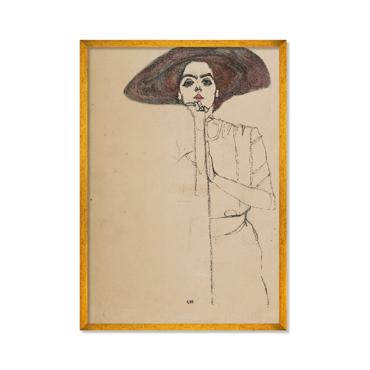 RETRATO DE UNA MUJER CON SOMBRERO NEGRO