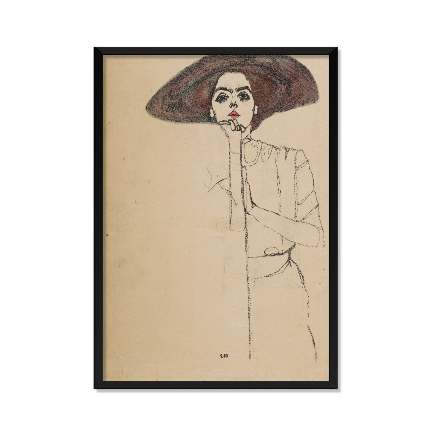 RETRATO DE UNA MUJER CON SOMBRERO NEGRO