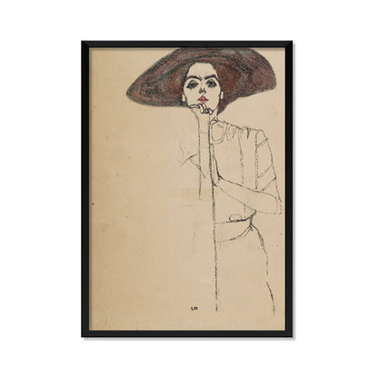 RETRATO DE UNA MUJER CON SOMBRERO NEGRO