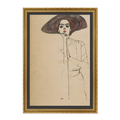 RETRATO DE UNA MUJER CON SOMBRERO NEGRO