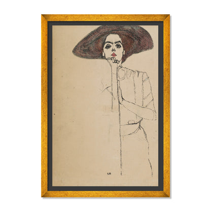RETRATO DE UNA MUJER CON SOMBRERO NEGRO