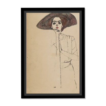 RETRATO DE UNA MUJER CON SOMBRERO NEGRO