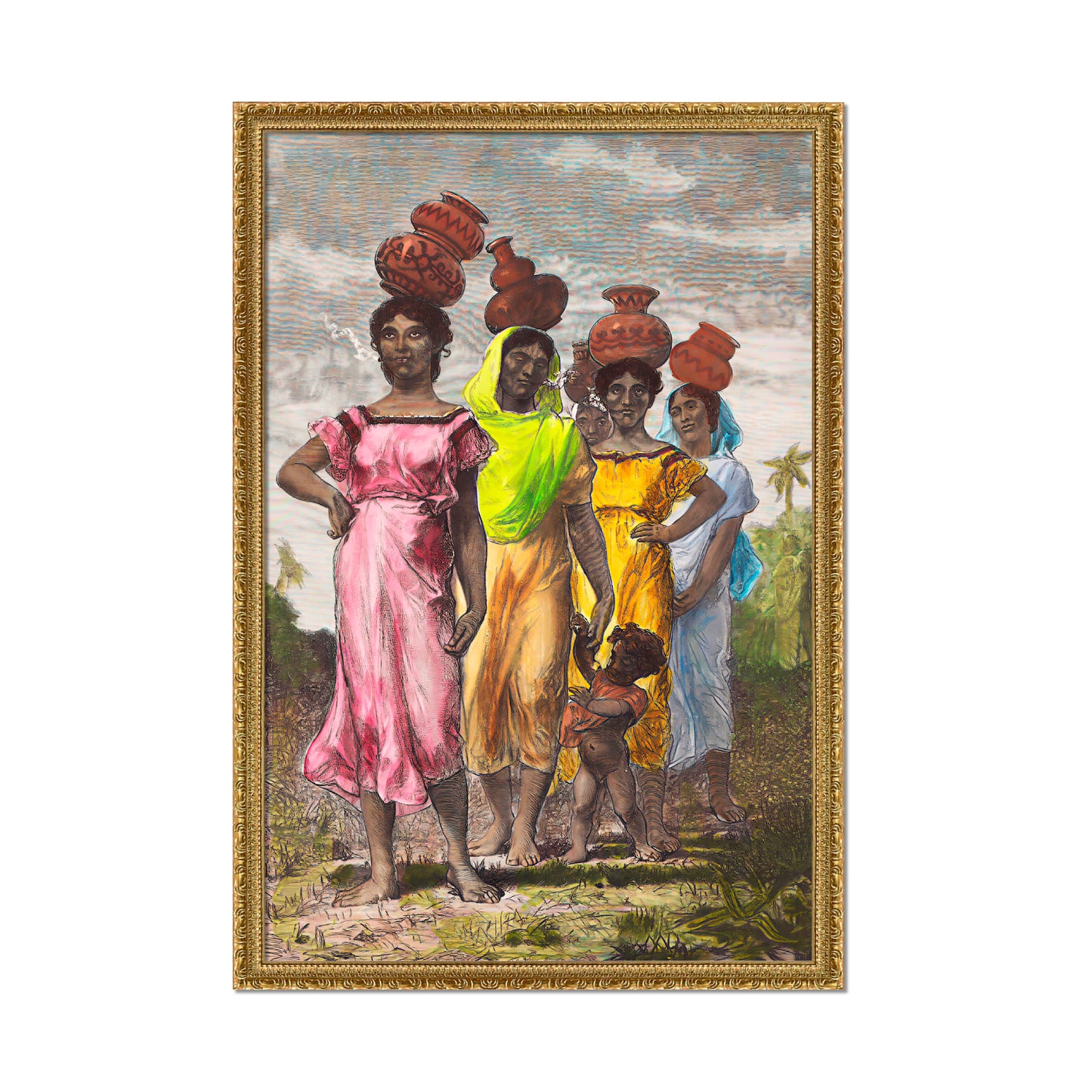 MUJERES PARAGUAYAS CAMPESINAS YENDO AL RÍO