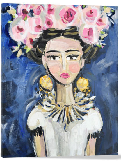FRIDA CON CORONA DE ROSAS