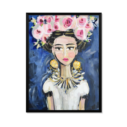 FRIDA CON CORONA DE ROSAS