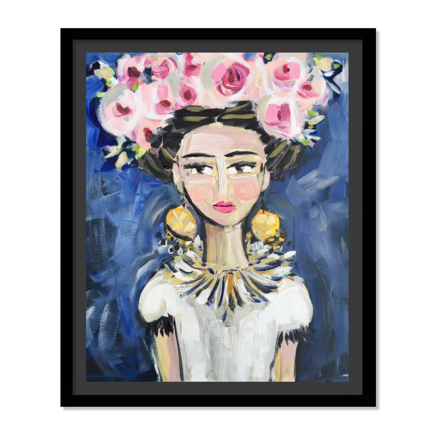 FRIDA CON CORONA DE ROSAS